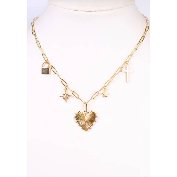 Caroline Hill - Wholesale Pendant/Charm Necklace - Haney Charm Necklace GOLD