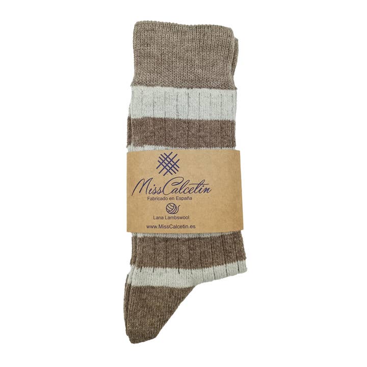 Optical Beige MissBeige Optic Striped Low Cloth Wool Sock for wholesale on Faire