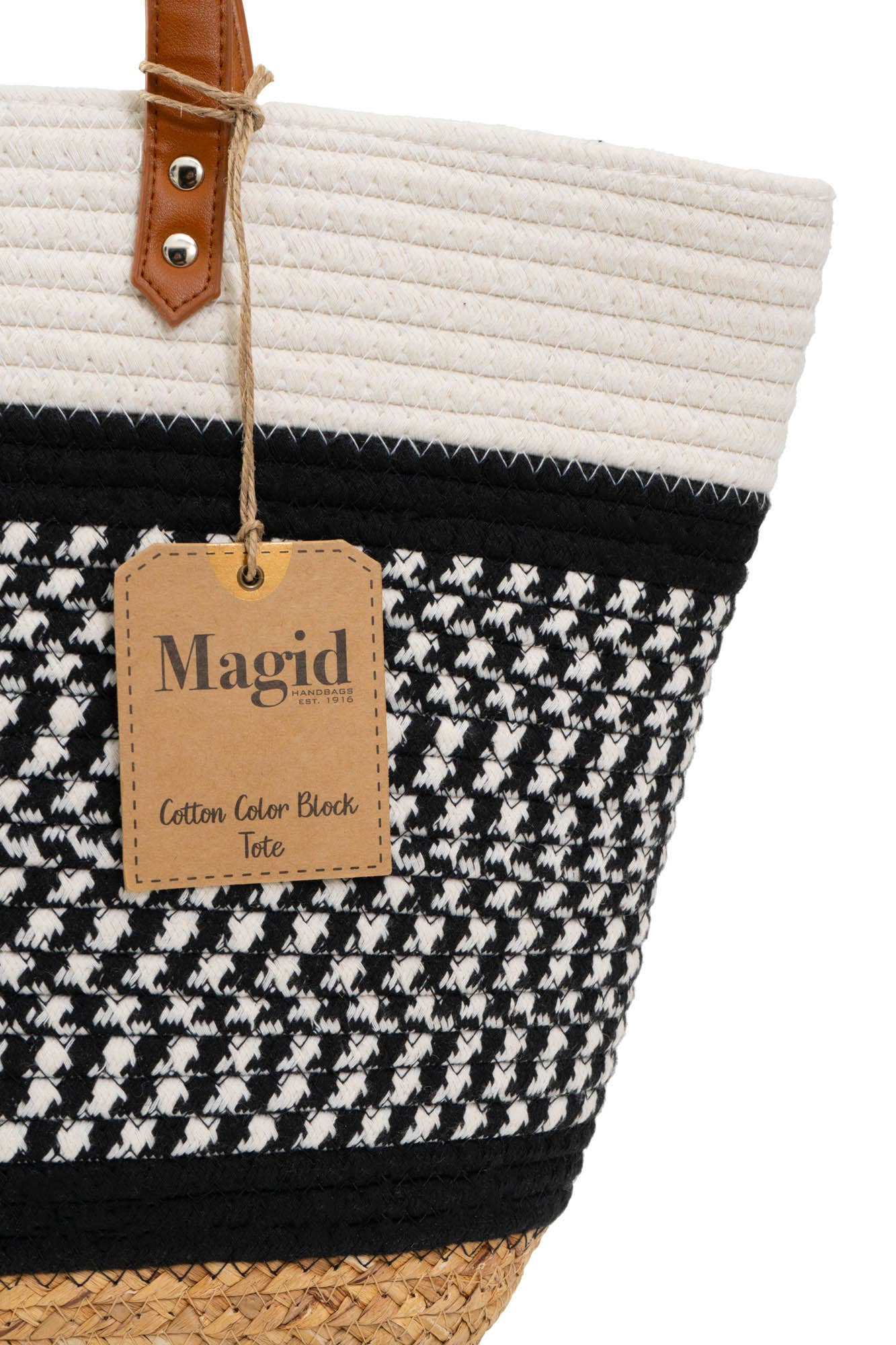 Magid - Wholesale Draagtas - Dames - Magid Natuurlijke Katoenen Geweven & Imitatie Leren Schoudertas9