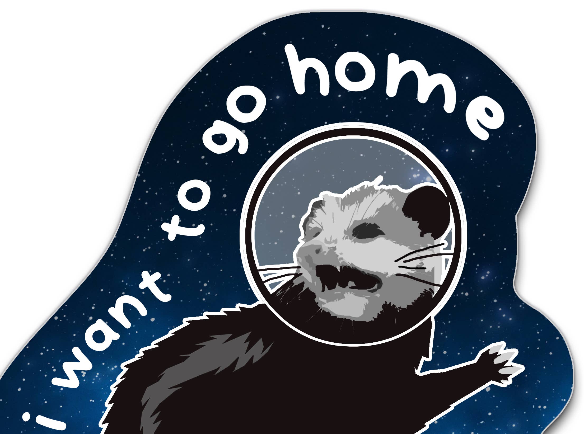 BoyPilot Goods - Wholesale Sticker - Possum in Space Sticker 3" x 3" - Introvert Anxiety Sticker2