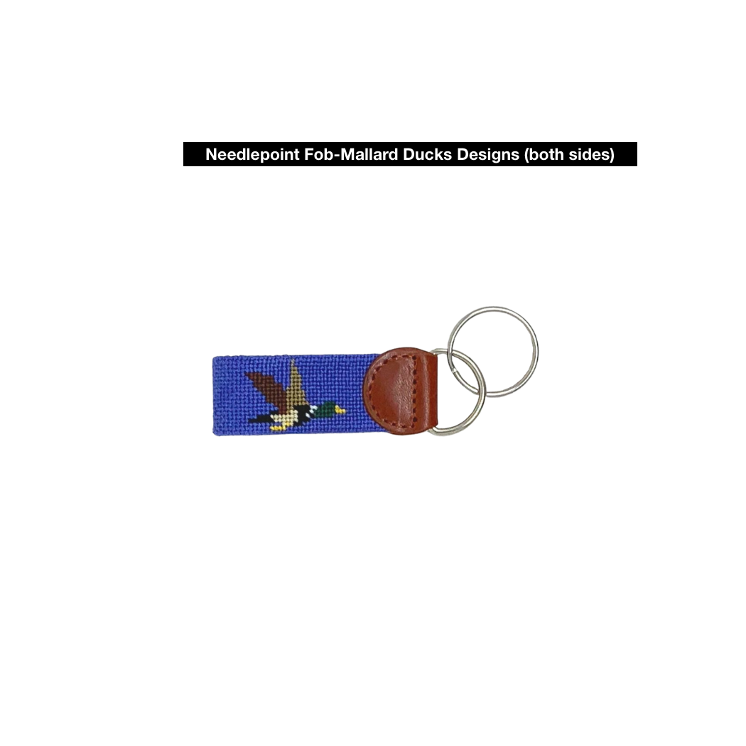 customization available for color and or design Needlepoint Fob-Mallard Ducks Designs 8wk stitch time for wholesale on Faire1