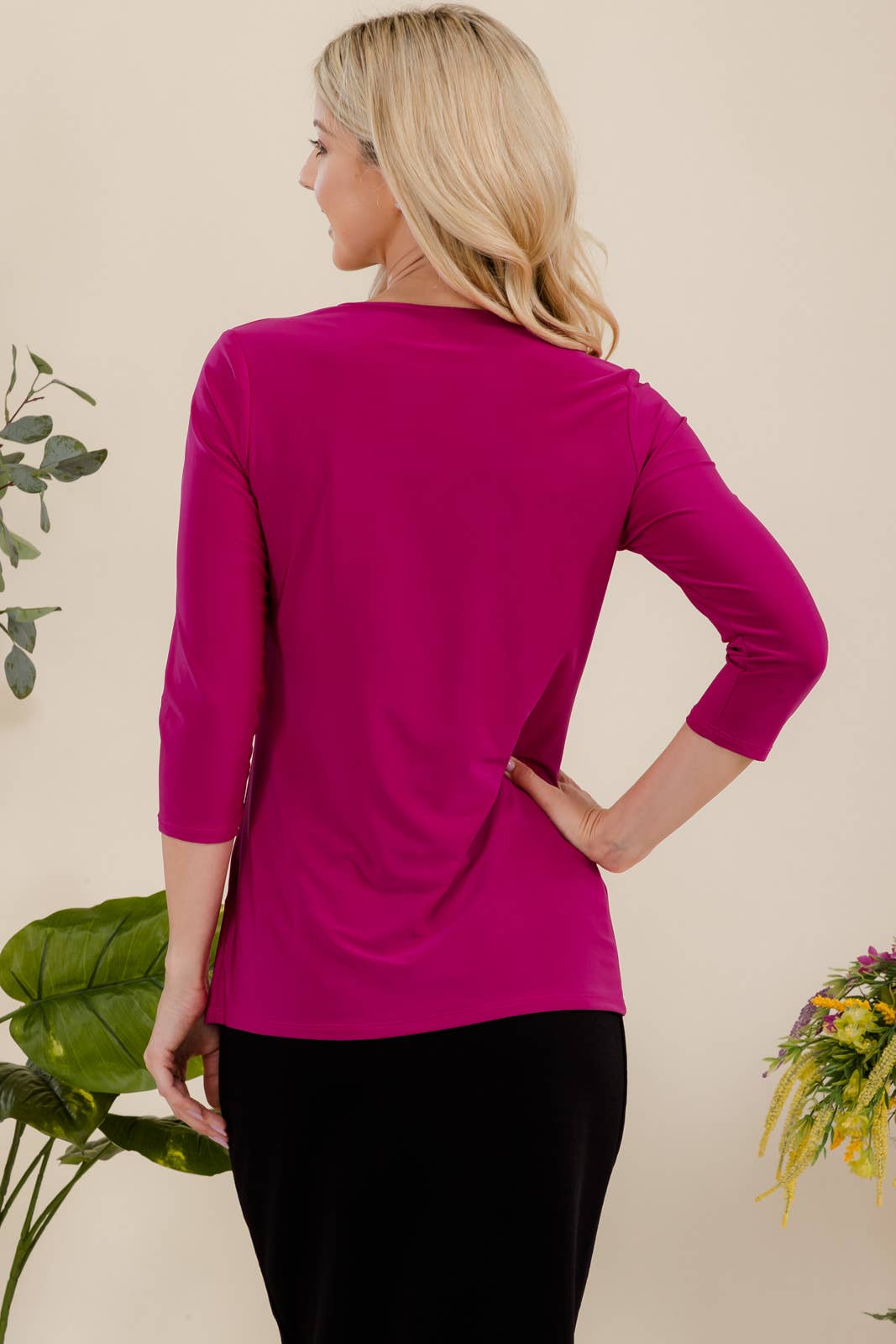 Celeste Clothing - Wholesale T-Shirt - Women's - CLASSIC 3/4 SLEEVE CREW NECK TOP -CT1321442