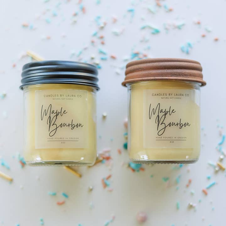 Maple Bourbon Soy Jar Candle for wholesale by Candles By Laura