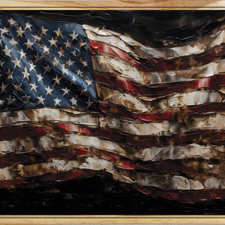 Ölgemälde mit amerikanischer Flagge für den Großhandel von Fire & Pine