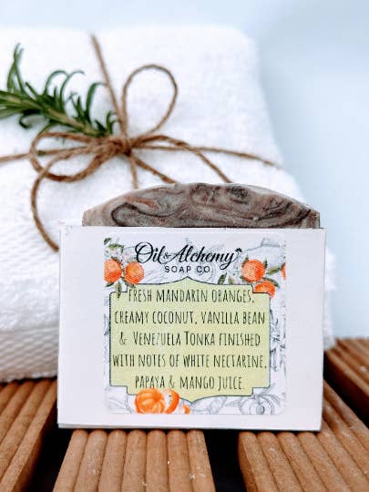 Mandarin Coconut Artisan Cold Process Soap/ Palm Oil-Free/ V for wholesale by Oil & Alchemy Soap Co.