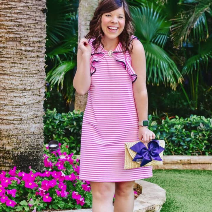 Peachy Pendants - Wholesale Clutch Bag - Women's - Vineyard Straw Clutch with Navy Bow7