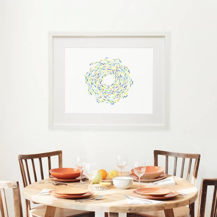 Infinity Shoal III – Colourful School of Fish Art Print for wholesale by Hattie Buckwell