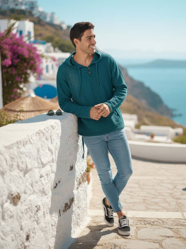 Light blue boho hoodie | Kimago for wholesale by Kimago Look