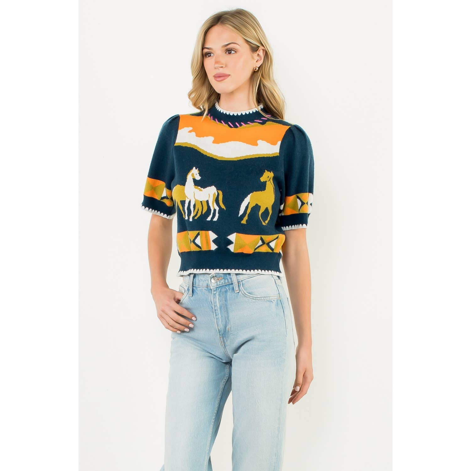 THML - Wholesale T-Shirt - Women's - Short Sleeve Horse Detail Top11