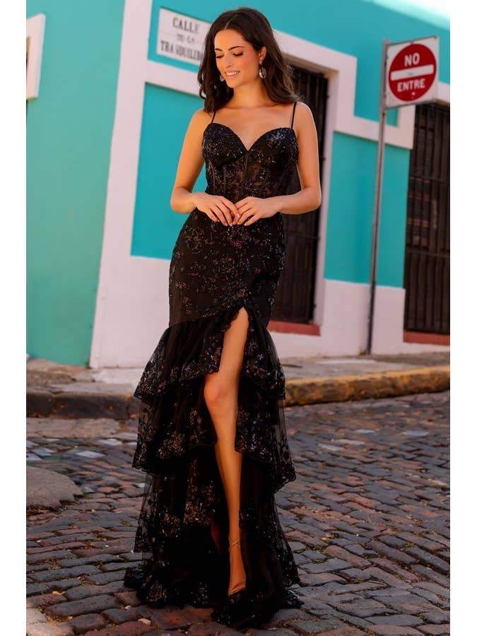 SWEETHEART BUSTIER TOP GLITTER/SEQUIN TIER SKIRT D for wholesale by Babyfox Apparel