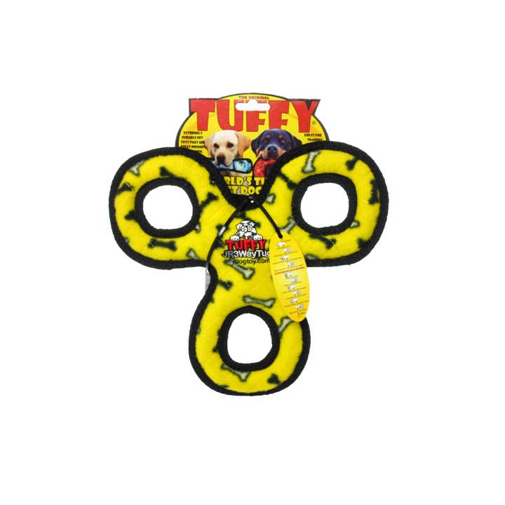 Tuffy Dog Toys - VIP Products - Vente Jouet couineur – chien - Tuffy Jr, jouet à 3 voies, jaune, durable, résistant et qui grince5