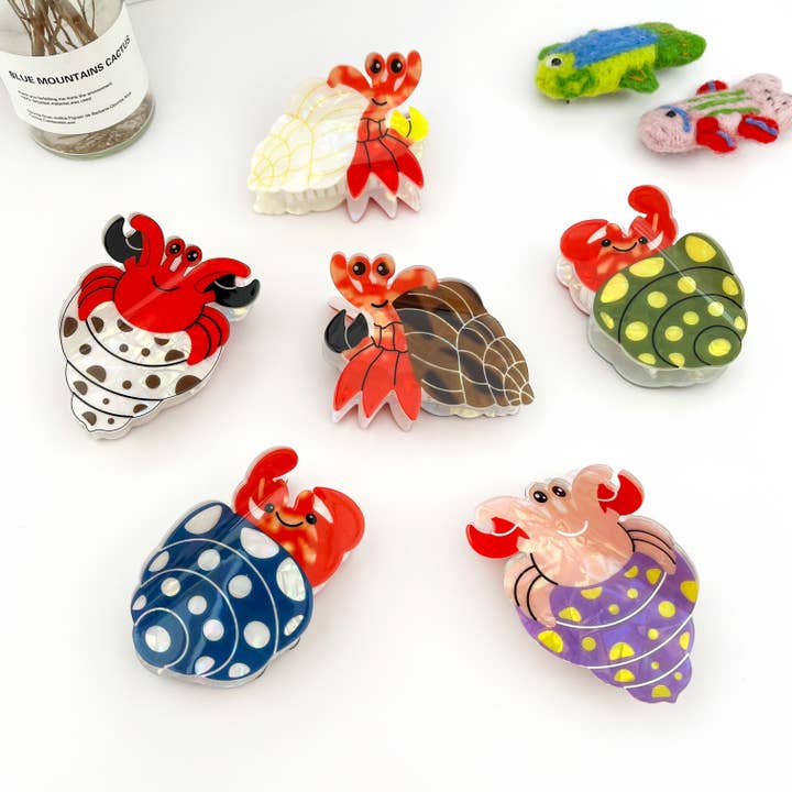 Schattige Cartoon Heremietkreeft Acryl Print Haar Klauw Clip voor wholesale door mildstyles