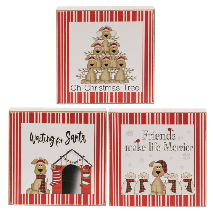 Friends Make Life Merrier Square Block, 3 Assorted for wholesale by The Hearthside Collection