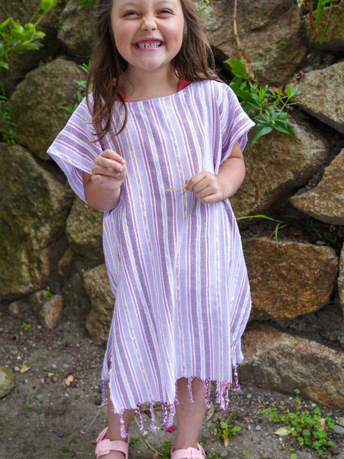Children's Turkish Cotton Hooded Poncho - Mermaid Purple for wholesale by Beachables