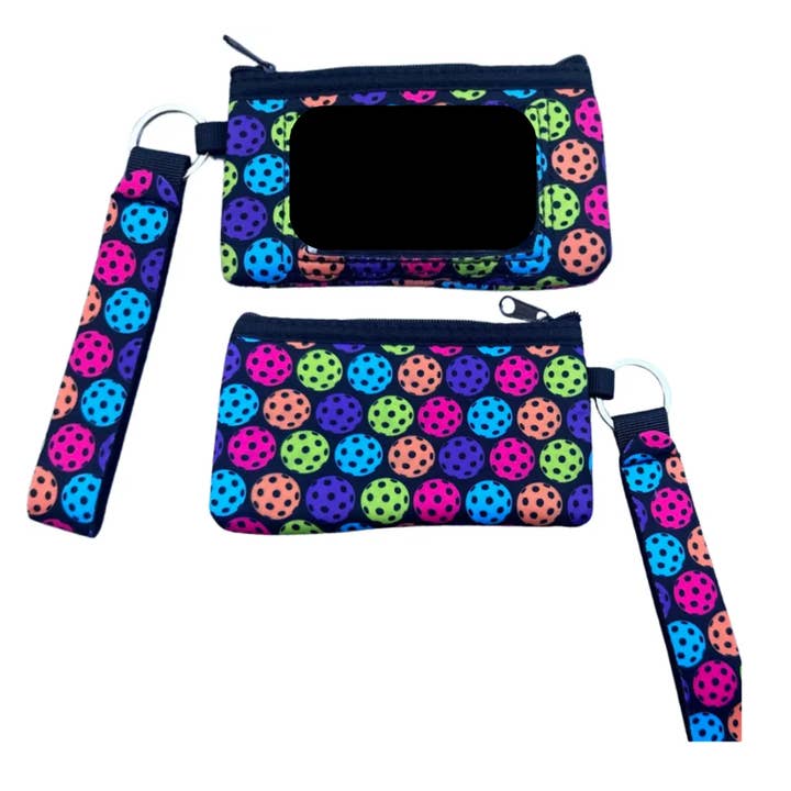 Pickleball Ball Credit Card Holder Zipper Wristlet for wholesale by Born to Rally