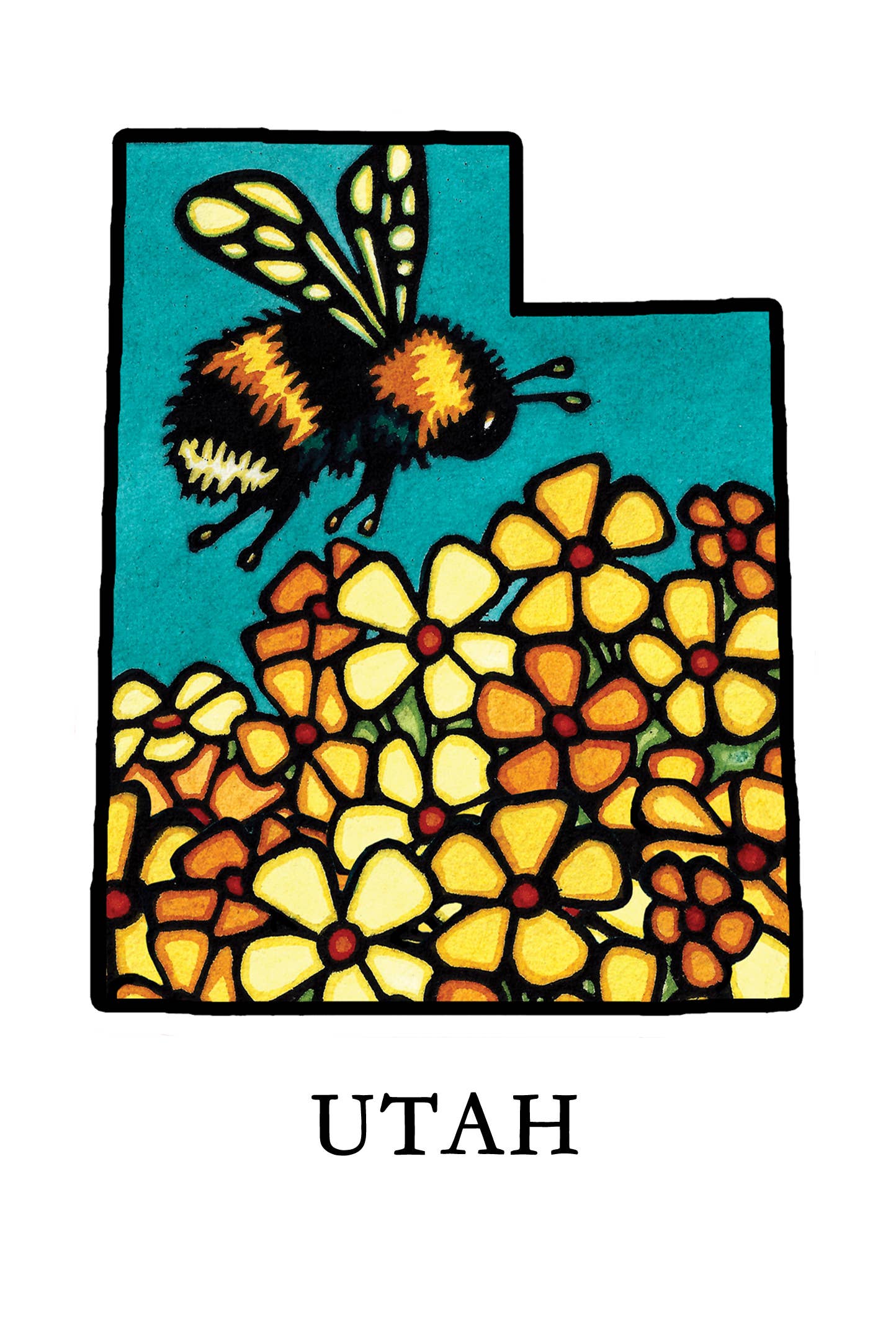 Sarah Angst Art - Wholesale Postcard - Custom Name Dropped State Postcards - Pack of 10023