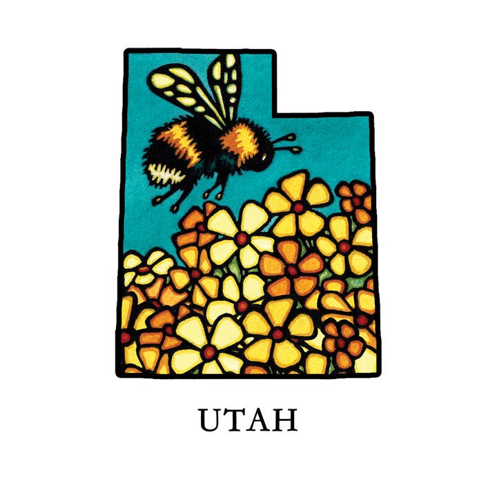 Sarah Angst Art - Wholesale Postcard - Custom Name Dropped State Postcards - Pack of 10023