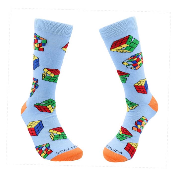 Fun Puzzle Cube Socks from the Sock Panda (Adult Large - Men's Shoe Sizes 8-12) for wholesale by Sock Panda