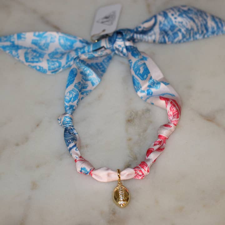 Deep South Originals, LLC - Wholesale Pendant/Charm Necklace - Red & Blue Scarf Necklace ~ Pick your Charm