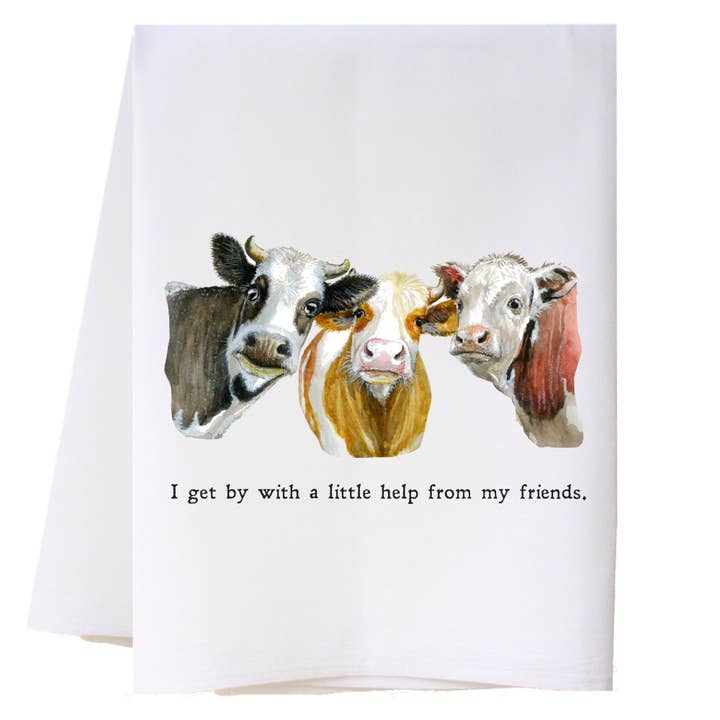 Cow Friends Kitchen Towel for wholesale by Cora & Pate