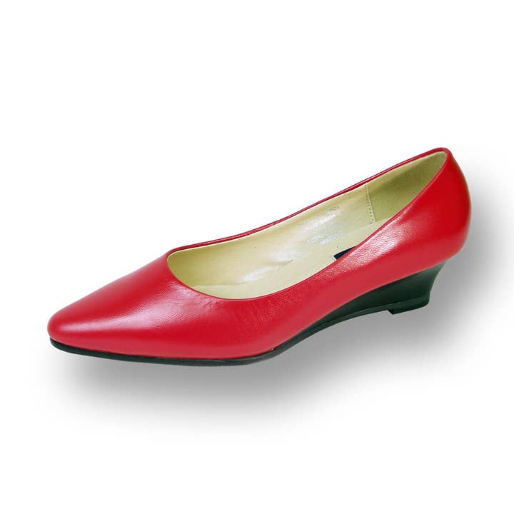 PEERAGE Gloria Women's Wide Width Leather Wedge Shoes for wholesale by FazPaz