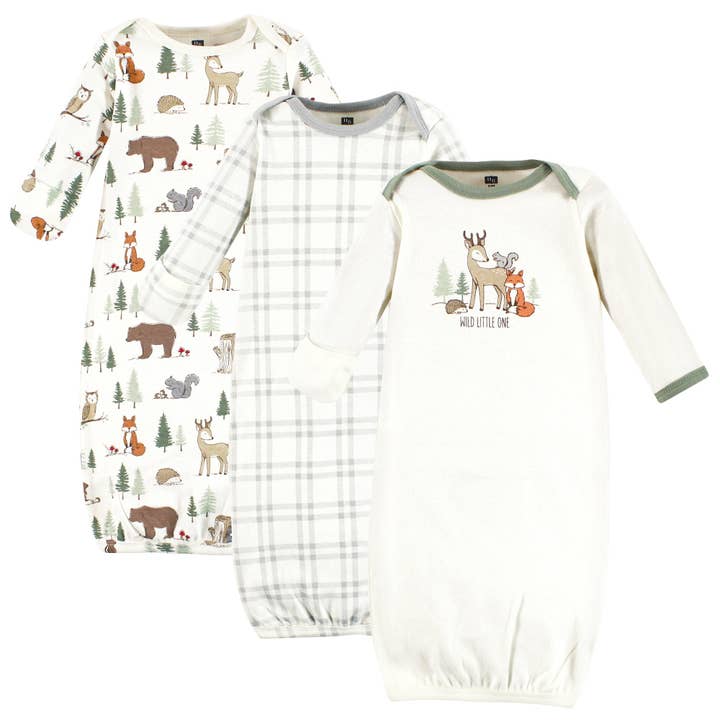 BabyVision - Wholesale Babygown - Baby - Hudson Baby Cotton Gowns, Forest Animals