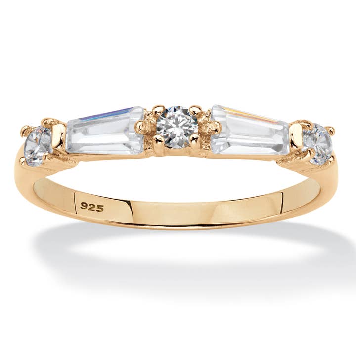 Cubic Zirconia Wedding Band .98 TCW 14k Gold-plated Silver for wholesale by PalmBeach Jewelry