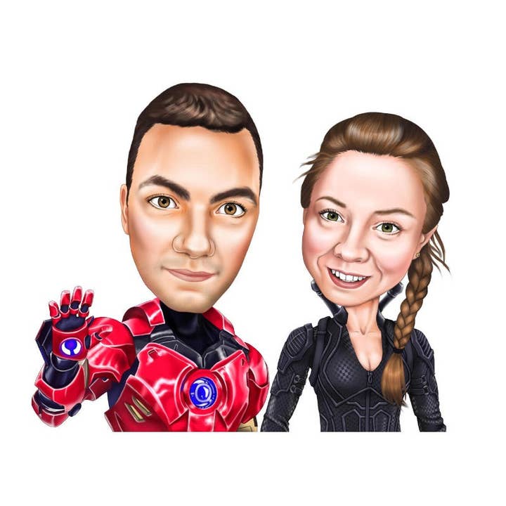 IRONMAN E CATWOMAN per la vendita all'ingrosso da parte di Caricature4You