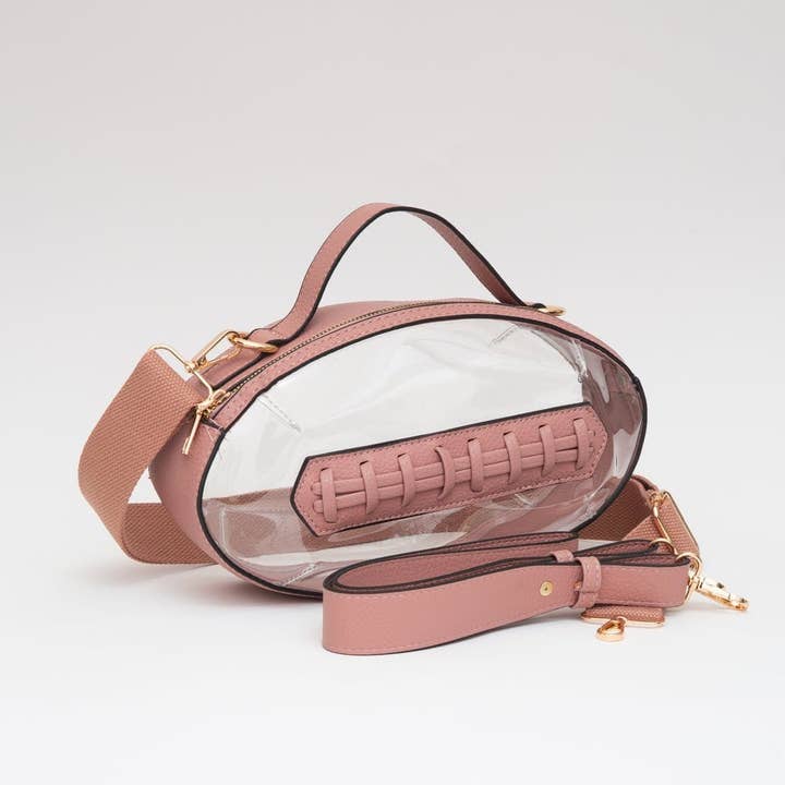 MiMi Wholesale - Wholesale Crossbody Bag - Women's - TG10695 Clear Gameday Football Stitch Detail Crossbody Bag1