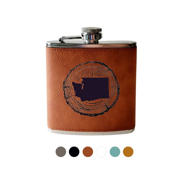 Flask-Tree Ring with Washington State for wholesale by Beckman Design