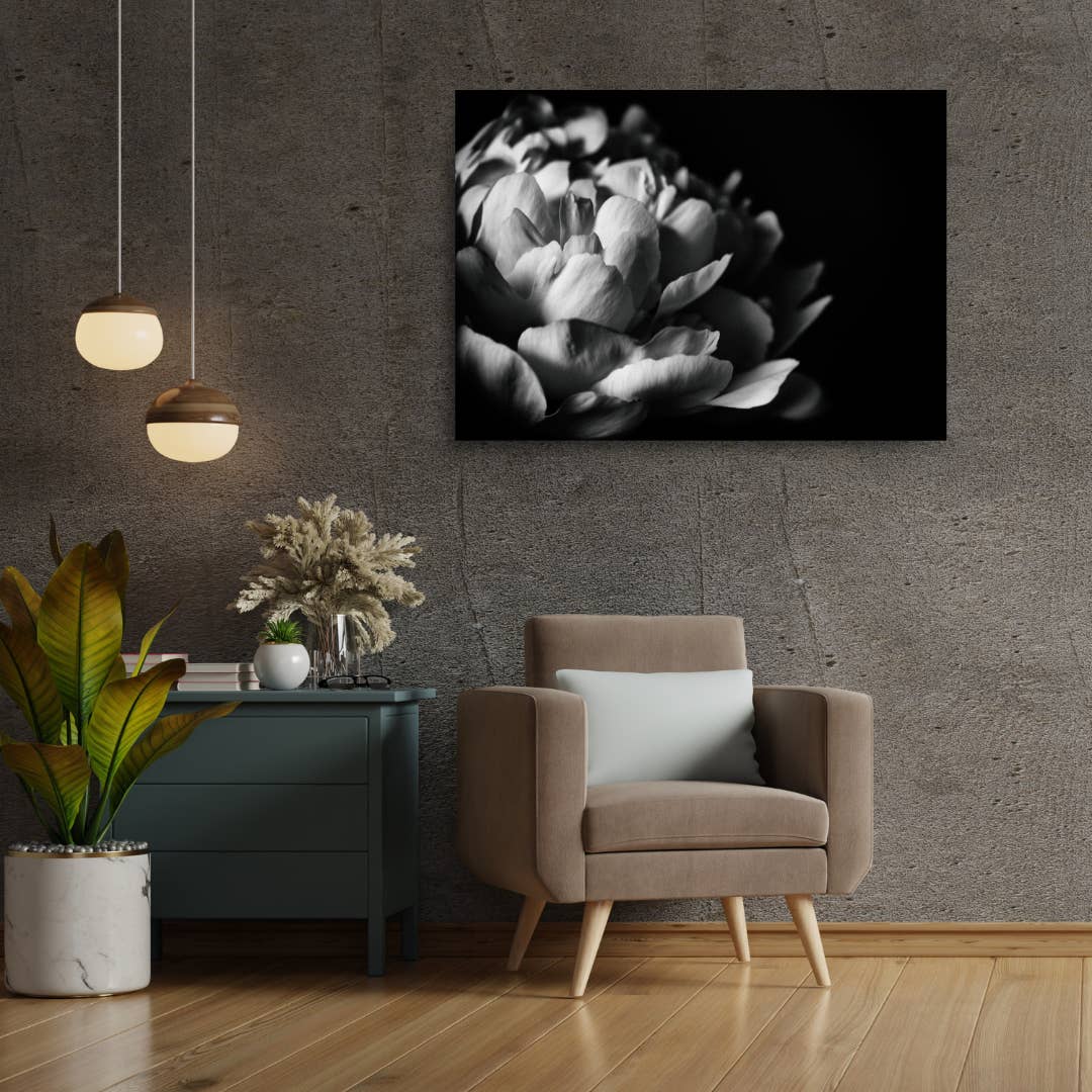 Alexis Arnold Photography - Wholesale Art Print - Fine Art Wrapped Canvas Black & White Peony Wall Art