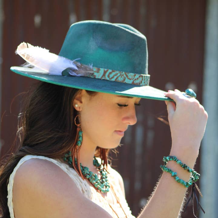 The Jewelry Junkie - Vendita all'ingrosso Orecchini con nappe - Orecchini con frange in pelle con pezzi di turchese Tan 223f2