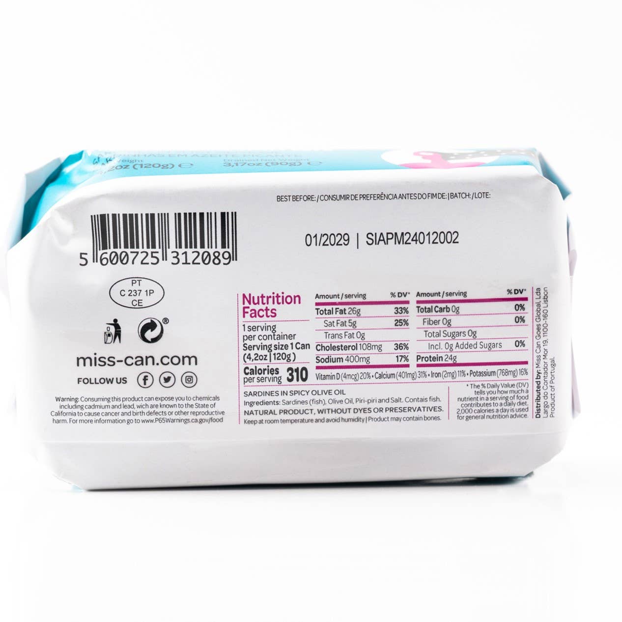 Miss Can by Tin2Table - Wholesale Tinned Fish - SARDINES IN SPICY OLIVE OIL
2