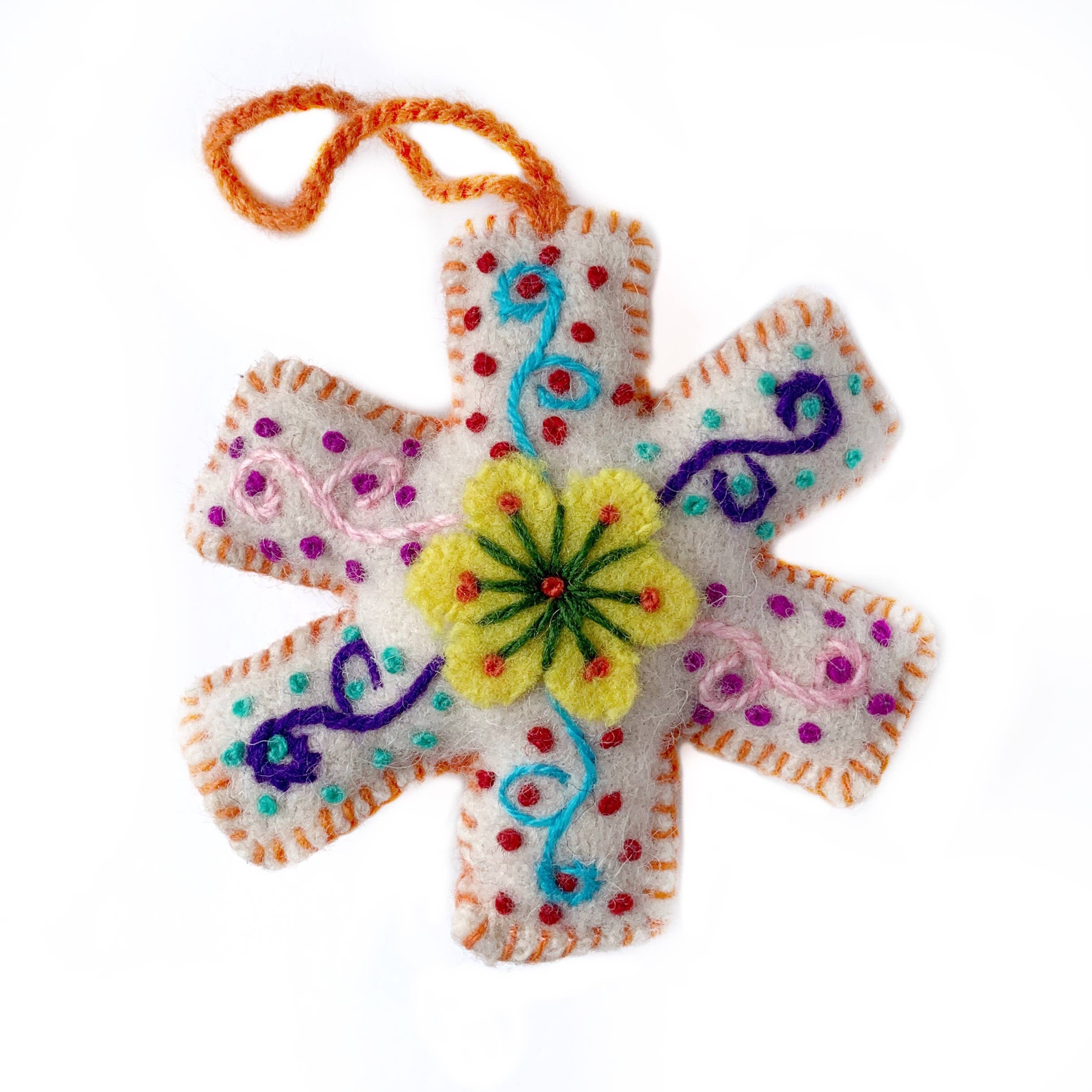 Ornaments 4 Orphans - Wholesale Ornament - White Snowflake Embroidered Christmas Ornament, Various Colors7