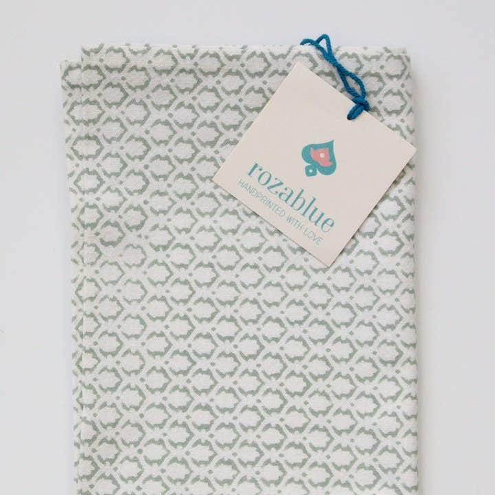 Rozablue - Wholesale Dishcloth - Little crown green handblockprinted Kitchen Dishcloth0