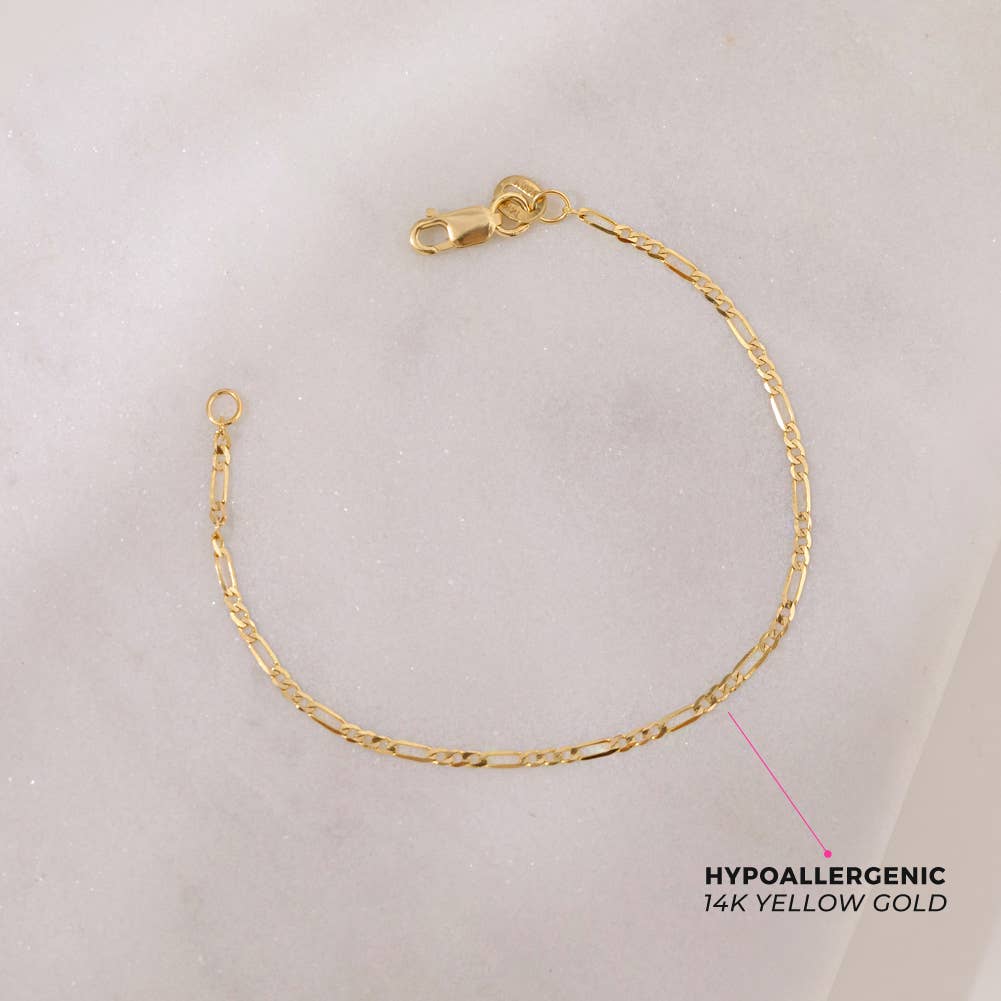 In Season Jewelry - Vendita all'ingrosso Bracciali a catena e a maglie - Bracciale Figaro Chain Link in oro 14k per neonati/bambini/bambini3