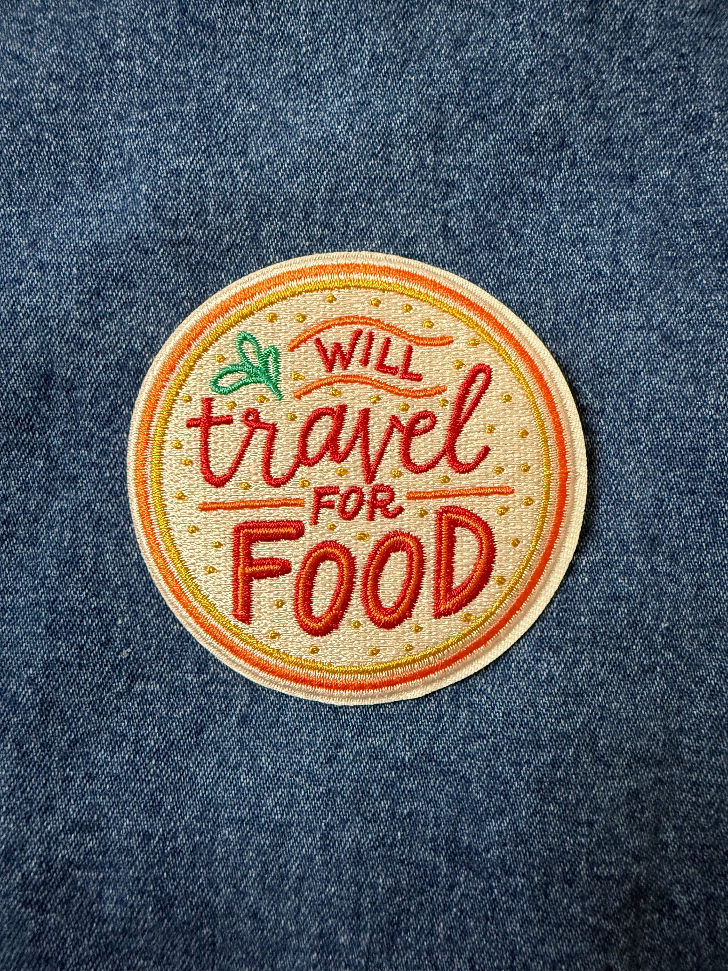 Lettering Works - Wholesale Patch - Will Travel for Food Embroidered Patch3