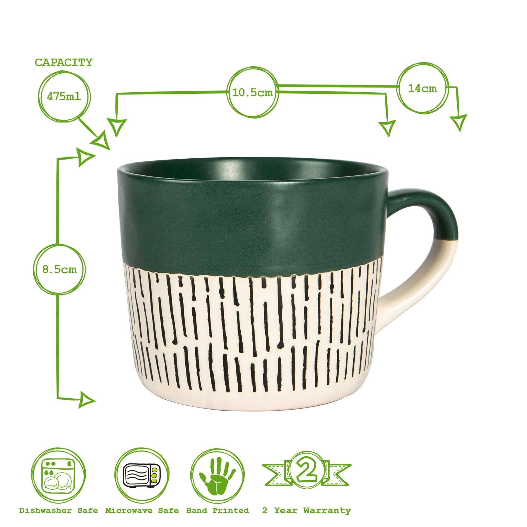 Rinkit Ltd - Venta al por mayor Taza - Taza de café cerámica con diseño salpicado y patrón Dash de Nicola Spring - 385 ml - Salvia4