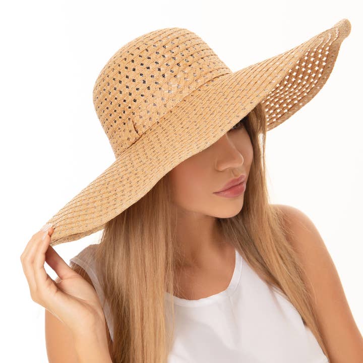 anbfashion – wholesale Stråhatt – Dam – KLIPP UT MONOKROM BAND BRED RAND DISKETT HALM SOLHATT11