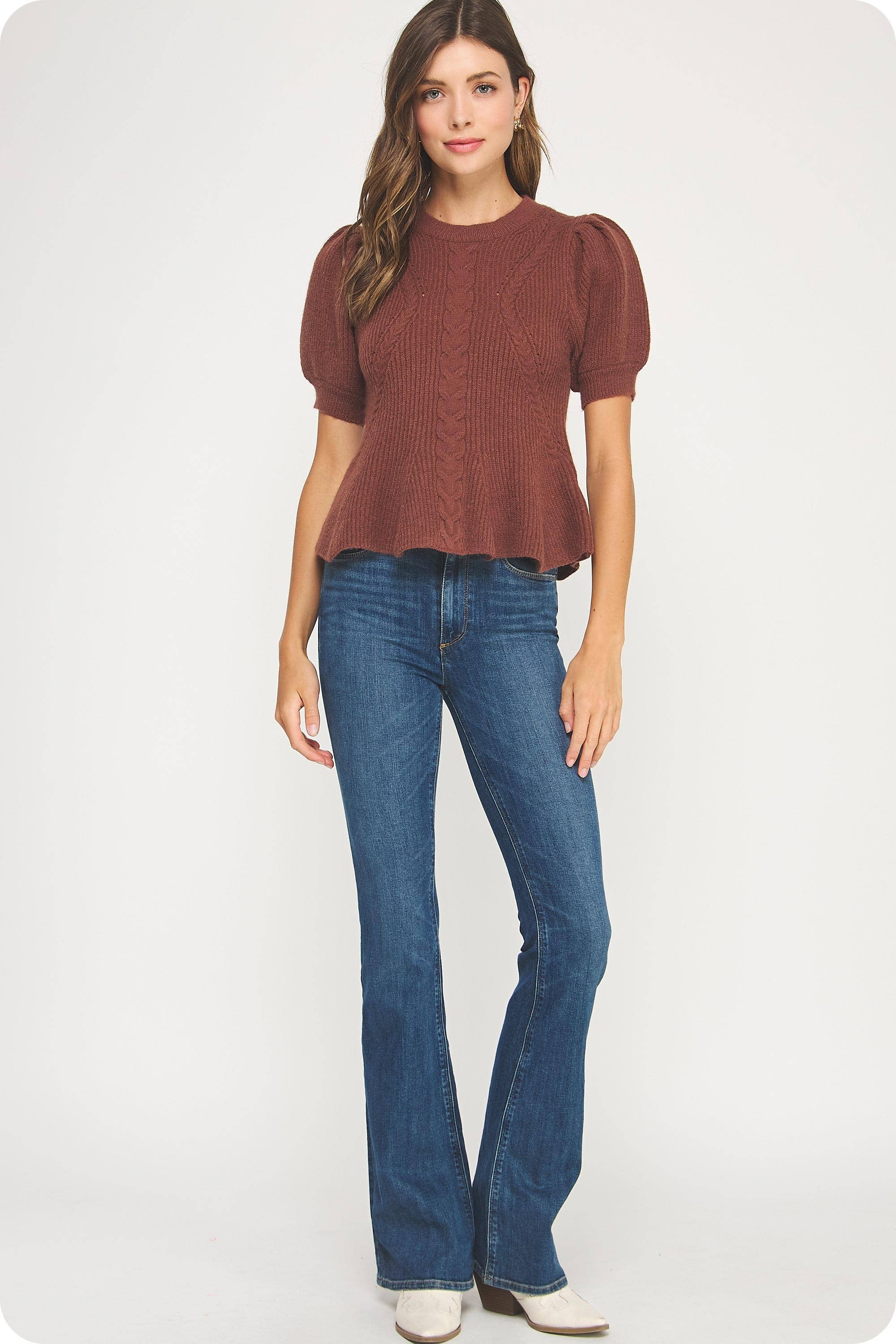 Strut & Bolt - Wholesale Tunic Sweater - Women's - Flared Puff Sleeve Knit Top51