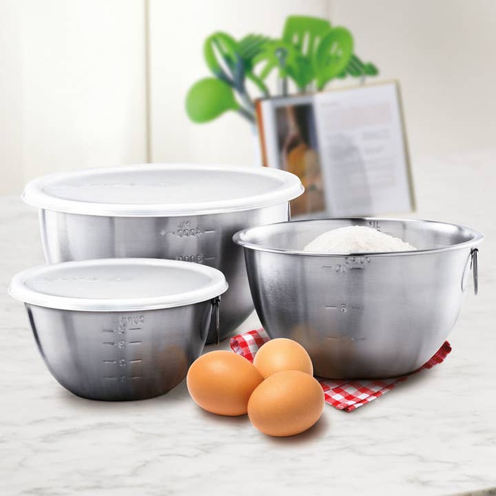 Ventures Int'l Products Inc. - Wholesale Mixing Bowl - TOVOLO® S/S Mixing Bowl Set With Lids, Set of 3