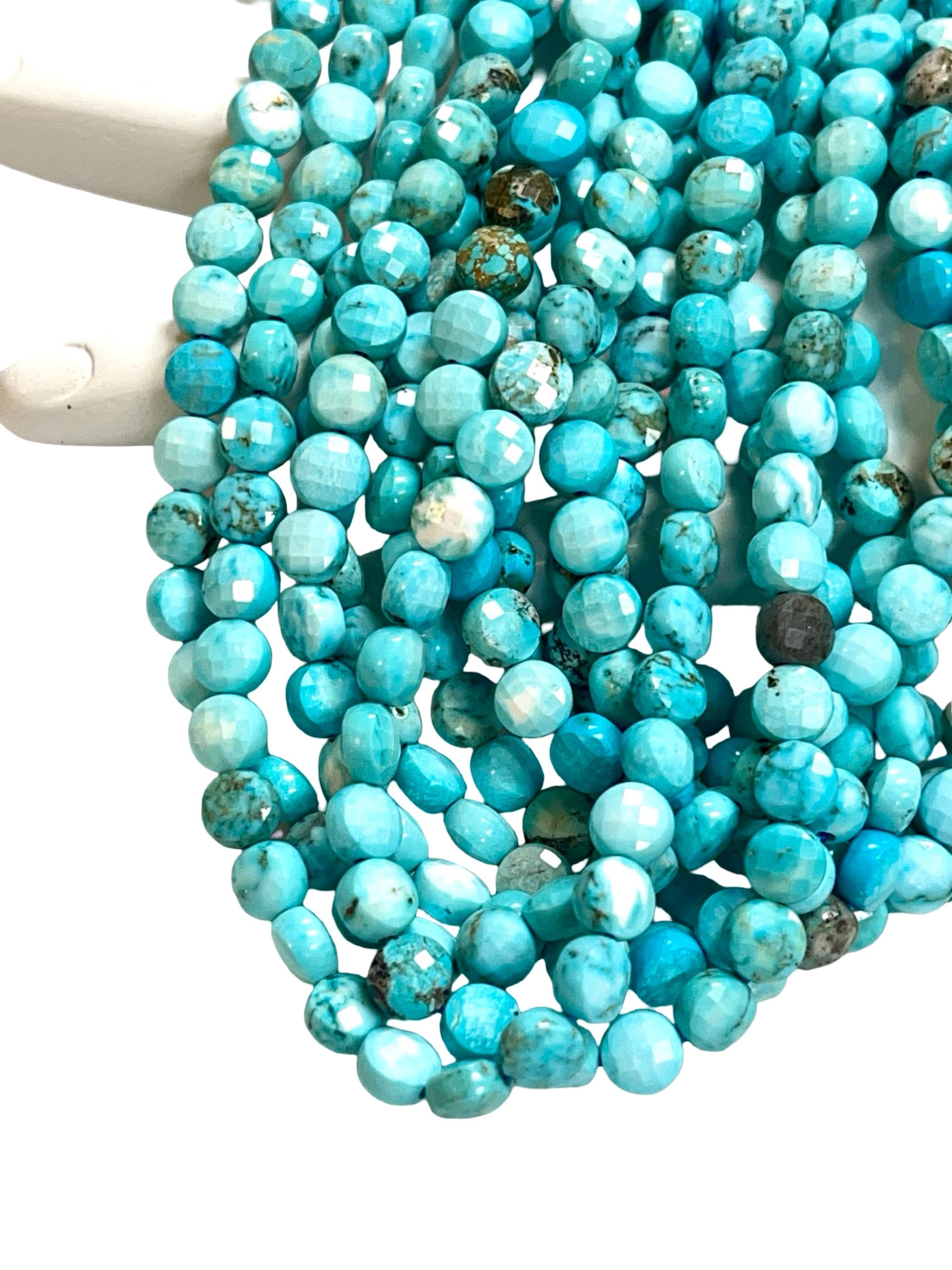 TRIVENI USA INC - Wholesale Beads - Turquoise Gemstone Beads Faceted Coin 6mm Strand Polished3