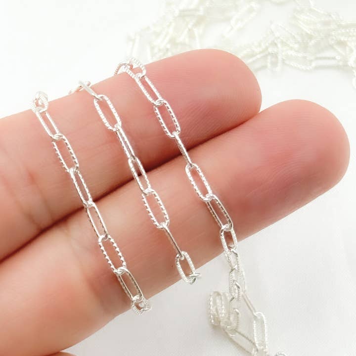 Jewels & Chains - Wholesale Link & chain necklace - 2505LSS. Sterling Silver Hammered Paperclip Link Chain3