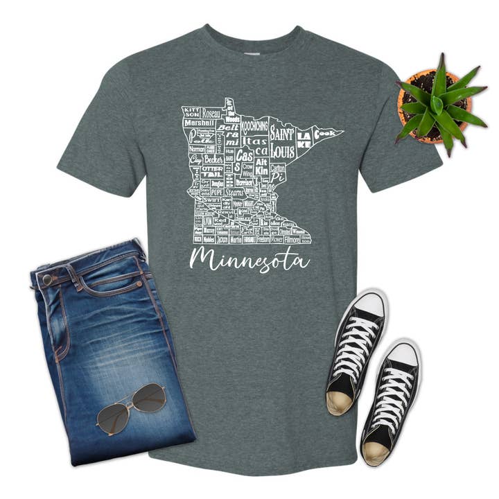 Minnesota State County Map Shirt, T-shirt for wholesale by 316 Legacy LLC