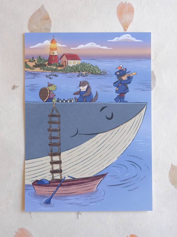 Sunset Sail Postcard Art Print for wholesale by Justine Gilbuena