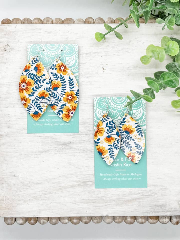 Handmade Golden Jasmine Cork Earrings for wholesale by Fleece & Fancy