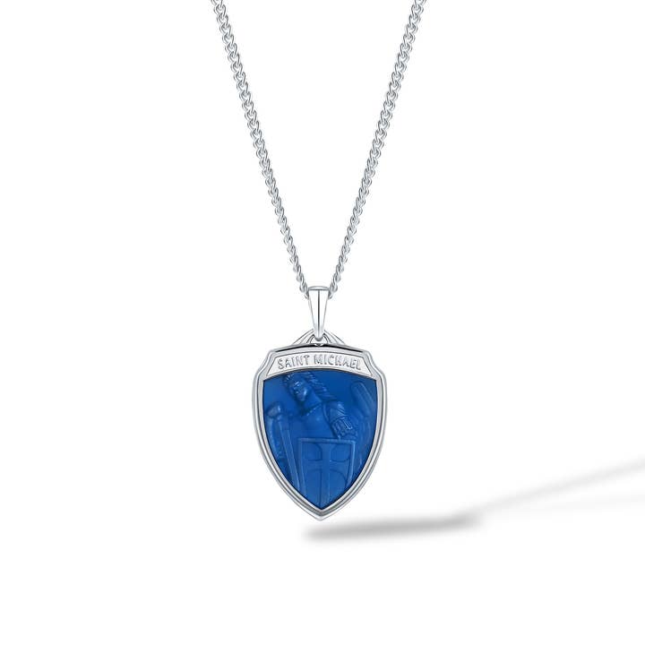 St. Michael Amulet - Sapphire Blue for wholesale by Vincero