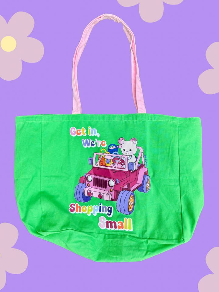 Get in We’re Shopping Small Tote for wholesale by Not Picasso