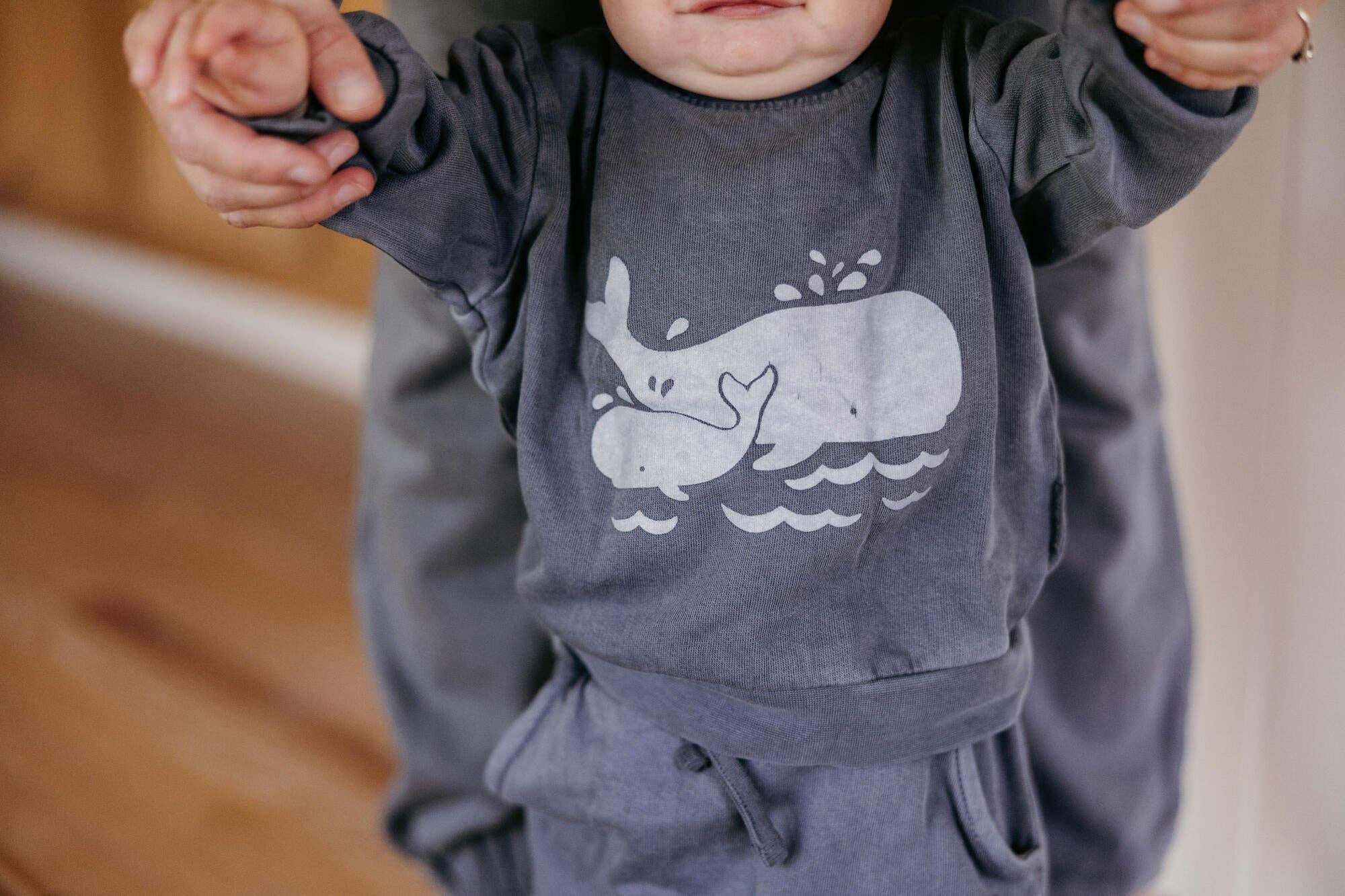 L'ovedbaby - Wholesale Top & Pant Set - Baby - Moonstone Whale | Organic Cozy Graphic Sweatshirt & Jogger Set1