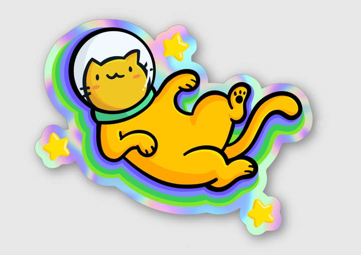Shop Emily M - Wholesale Sticker - Holographic Space Cat Vinyl Sticker